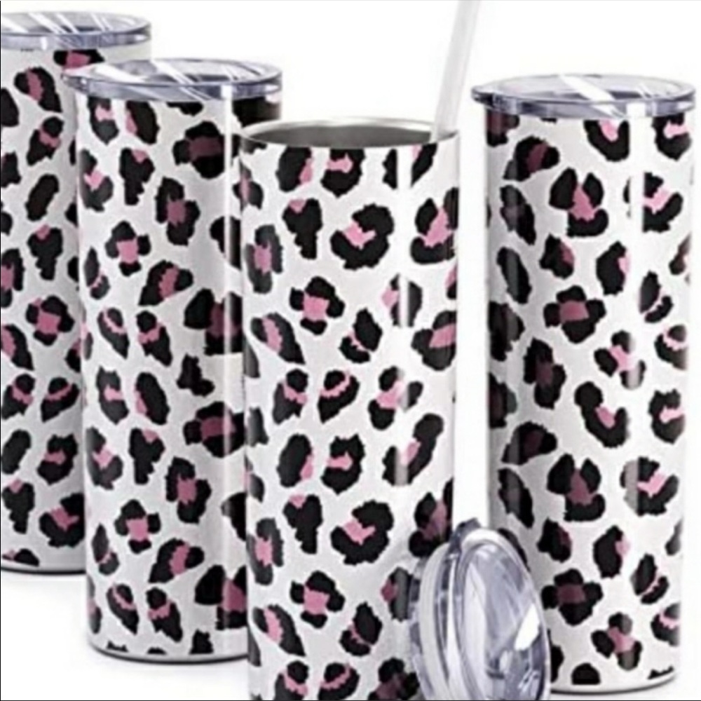 NWT LEOPARD SKINNY TUMBLER   STAINLESS STEEL